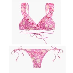 J crew pink ruffle bikini